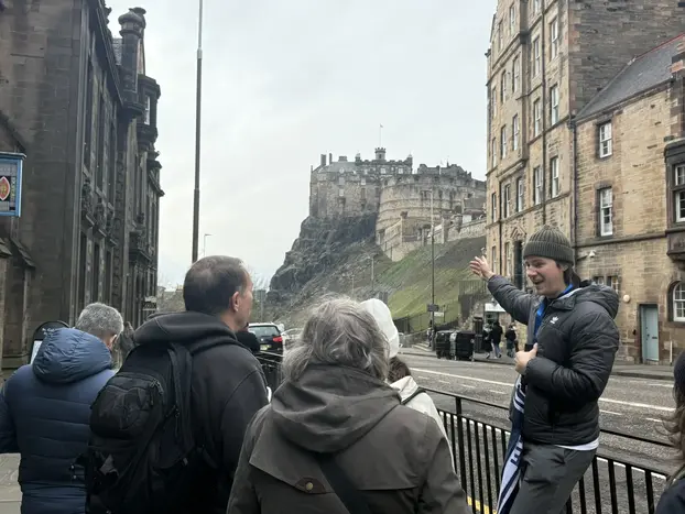 Joe guiding a walking tour in Edinburgh